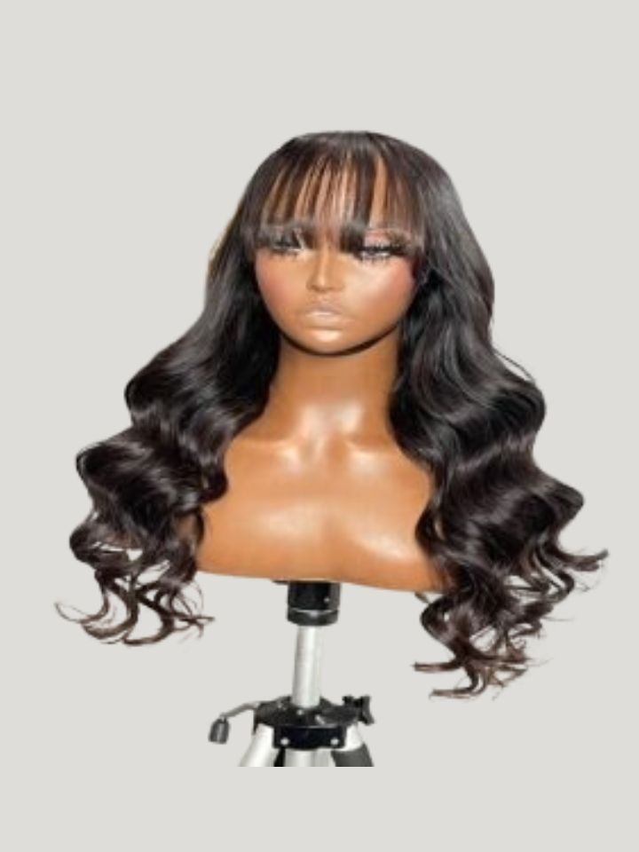 AISHA 5X5 HD Lace Body Wavy Bang unit 20 Wig