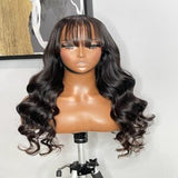 AISHA 5X5 HD Lace Body Wavy Bang unit 20" Wig