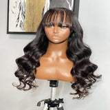 AISHA 5X5 HD Lace Body Wavy Bang unit 20" Wig