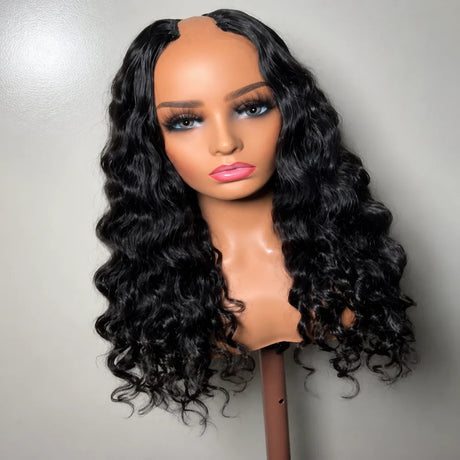 Raw Indian Wavy/Curly 5×5 U-Part Hair Unit – 3B/3C