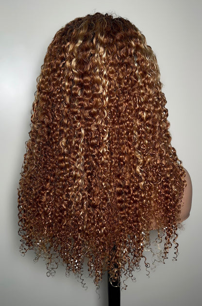 Nina Kinky curly Honey Blonde HD Lace 5×5 Closure wig 22″