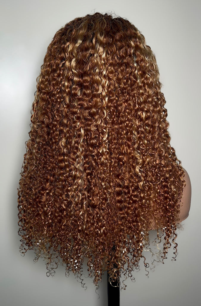 Nina Kinky curly Honey Blonde HD Lace 5×5 Closure wig 22″